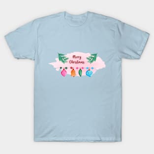 Merry Christmas Watercolor design - Colorful Baubles, Ornaments, Decoration T-Shirt